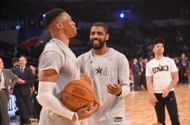 Getting Irving through a trade would most likely involve Westbrook (Image via Getty Images)